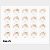 Sticker Carré Baby shower arc-en-ciel rose (Feuille)