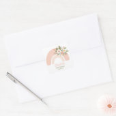 Sticker Carré Baby shower arc-en-ciel rose (Enveloppe)