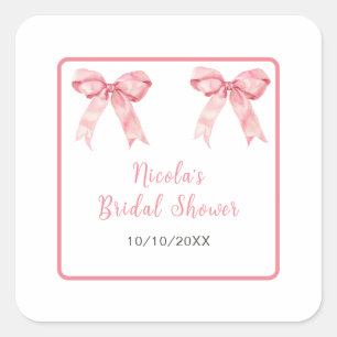 Sticker Carré Baby Shower Arc-en-ciel Rose Coquette