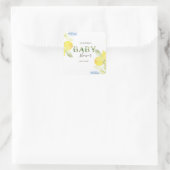 Sticker Carré Baby shower aux citrons aquarelles (Sac)