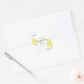 Sticker Carré Baby shower aux citrons aquarelles (Enveloppe)
