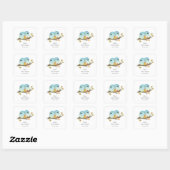 Sticker Carré Baby shower aux oiseaux bleus mignons (Feuille)