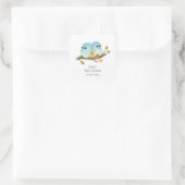 Sticker Carré Baby shower aux oiseaux bleus mignons (Sac)