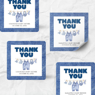 Sticker Carré Baby shower Baby Blue Jean