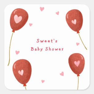 Sticker Carré Baby shower ballotte moderne Little Swetheart