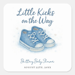 Sticker Carré Baby shower Basket Blue Baby