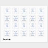 Sticker Carré Baby Shower Bleu Fraîchement Sur Le Marché (Feuille)