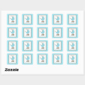 Sticker Carré Baby shower Blue Carriage & Robin's Egg (Feuille)