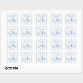 Sticker Carré Baby shower Blue Tea Party (Feuille)
