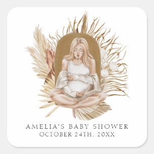 Sticker Carré Baby shower Boho Florals