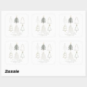 Sticker Carré Baby shower Boho Green Christmas Trees (Feuille)