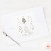 Sticker Carré Baby shower Boho Green Christmas Trees (Enveloppe)