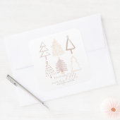 Sticker Carré Baby shower Boho Pink Christmas Trees (Enveloppe)