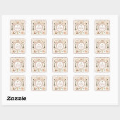 Sticker Carré Baby shower boisé rustique (Feuille)