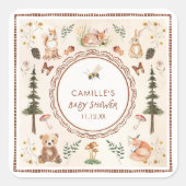 Sticker Carré Baby shower boisé rustique (Devant)