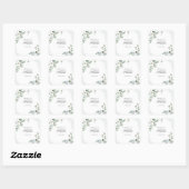 Sticker Carré Baby Shower Botanique Eucalyptus Script (Feuille)