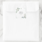 Sticker Carré Baby Shower Botanique Eucalyptus Script (Sac)