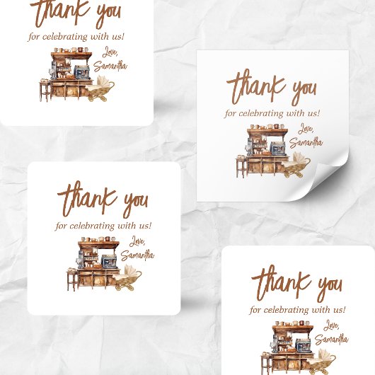 Sticker Carré Baby shower café bébé