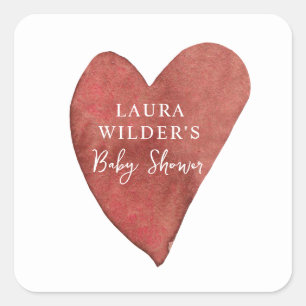 Sticker Carré Baby shower cardiaque Boho Terracotta