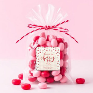 Sticker Carré Baby Shower Cerises