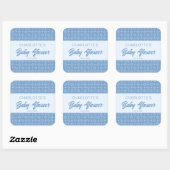 Sticker Carré Baby shower Chevron Diamond bleu (Feuille)