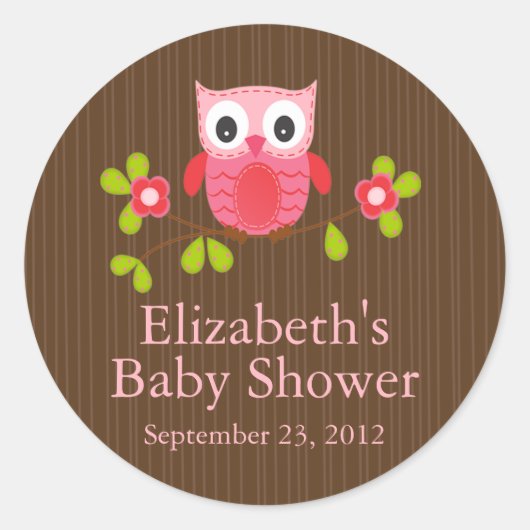 Sticker Carré Baby shower Chouette Moderne Cute (Devant)