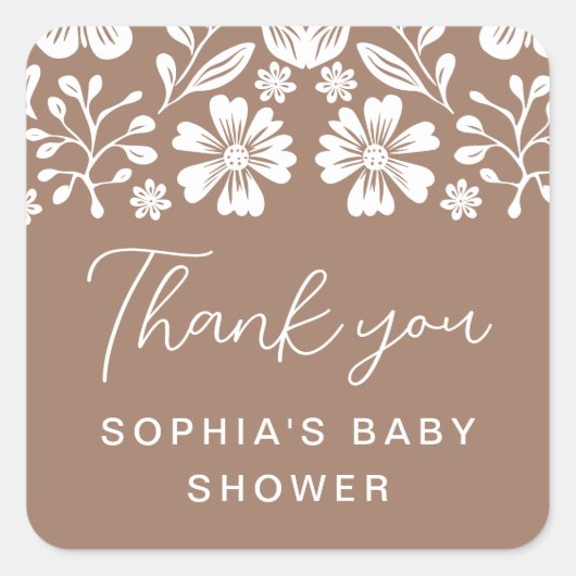 Sticker Carré Baby shower Cielito Lindo Merci en terre cuite (Devant)