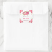 Sticker Carré Baby shower Citrouille rose chaud (Sac)