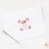 Sticker Carré Baby shower Citrouille rose chaud (Enveloppe)