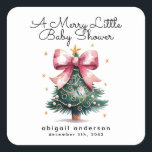 Sticker Carré Baby shower Coquette Christmas Tree Bow<br><div class="desc">belle conception coquette</div>
