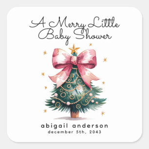 Sticker Carré Baby shower Coquette Christmas Tree Bow