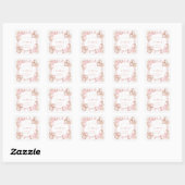Sticker Carré Baby shower côtier chic rose poire (Feuille)