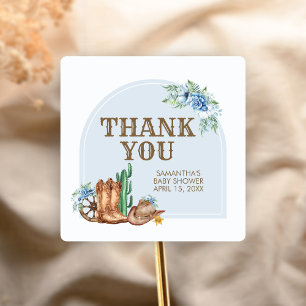 Sticker Carré Baby Shower Cowboy