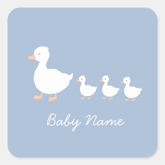 Sticker Carré Baby shower customisé Favoriser les cookies Bleu C (Devant)