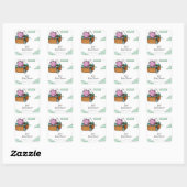 Sticker Carré Baby shower Cute Rose Bear Cub (Feuille)