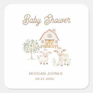 Sticker Carré Baby shower Cutie cultivé à la maison