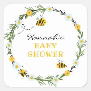 Sticker Carré Baby shower d'abeilles
