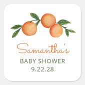 Sticker Carré Baby shower d'agrumes de Little Cutie orange (Devant)