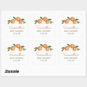 Sticker Carré Baby shower d'agrumes de Little Cutie orange (Feuille)