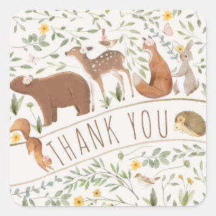 Sticker Carré Baby shower d'amis de la forêt