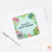 Sticker Carré Baby shower d'animaux de Floride mignons (Enveloppe)