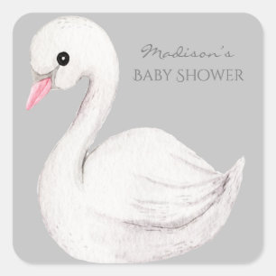 Sticker Carré Baby shower d'aquarelle Cute Duck