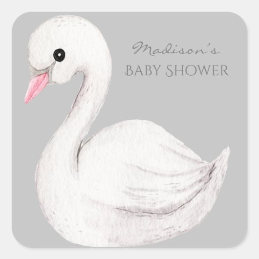 Sticker Carré Baby shower d'aquarelle Cute Duck (Devant)