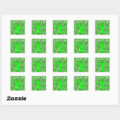 Sticker Carré Baby shower d'aquarelle Dino vert (Feuille)