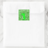 Sticker Carré Baby shower d'aquarelle Dino vert (Sac)