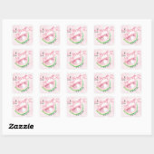 Sticker Carré Baby shower d'aquarelle douce Watermelon (Feuille)