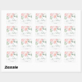 Sticker Carré Baby shower d'aquarelle rose fleuri (Feuille)