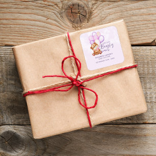 Sticker Carré Baby shower d'attente avant aquarelle