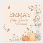 Sticker Carré Baby shower d'automne du Petit Citrouille (Devant)