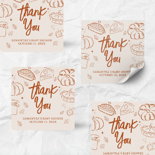 Sticker Carré Baby shower d'automne Little Cutie Pie